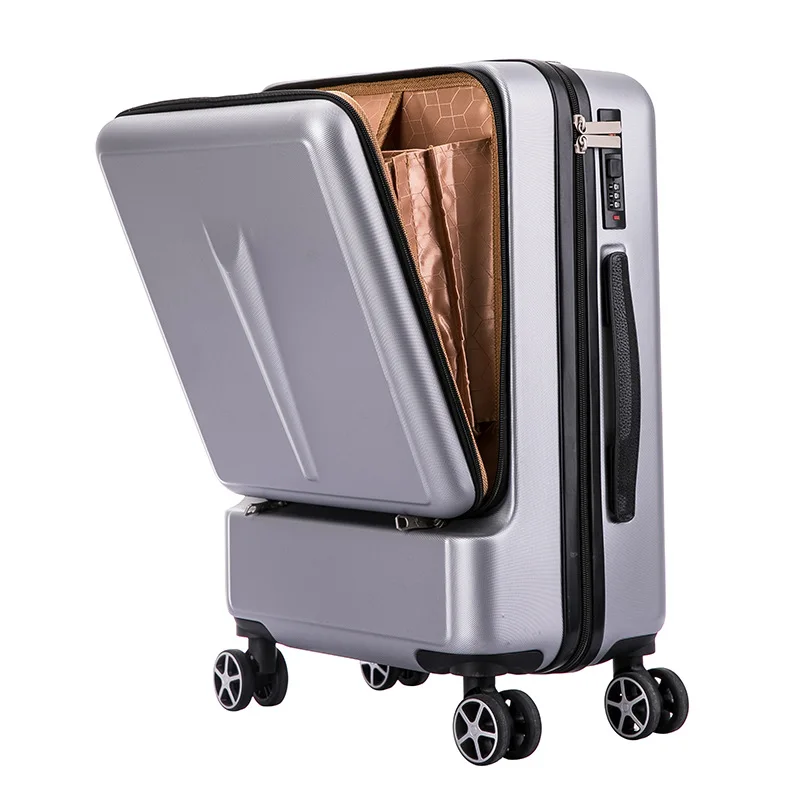Luggage Women's Large Capacity Front Opening Business Trip Boarding Suitcase Universal Wheel Password Rod Case Strong Suitcase