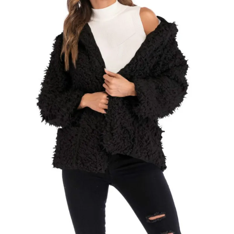 Women Autumn Winter Solid Color Fluffy Long Sleeve Knit Coat Open Front Cardigan coat Casual Sweaters Women Loose Cardigan hot