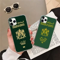 morocco flag passport pattern phone case transparent soft for iphone 12 11 13 7 8 6 s plus x xs xr pro max mini