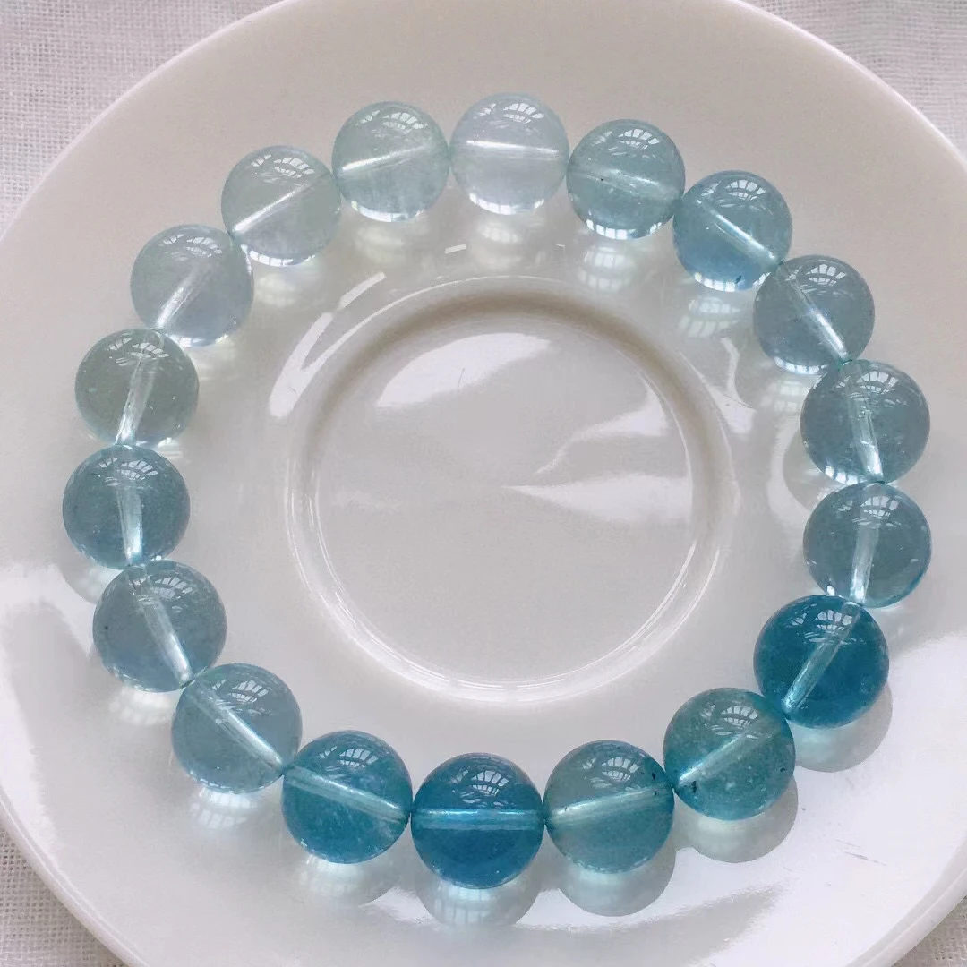 

Натуральные радужные синие аквамариновые прозрачные круглые бусины, ювелирные изделия, браслет 11,6 мм, кристалл Аквамарин для женщин и мужчин, ювелирные изделия AAAAA