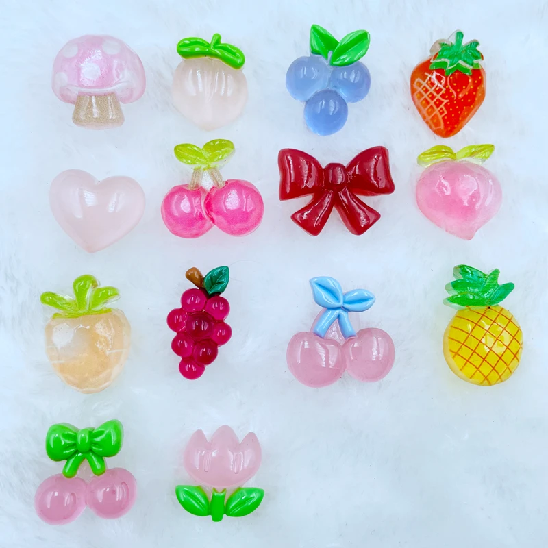 

20 шт., новинка, кабошон из смолы с милыми фруктами в мультяшном стиле, украшения для рукоделия, очаровательные украшения, аксессуары для ювел...