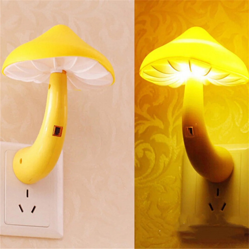 

Remote Control Mushroom Shaped Night Light Yellow LED Light Wall Lamp for Kids Children Bedroom Large Adjustable Brightness Lamp