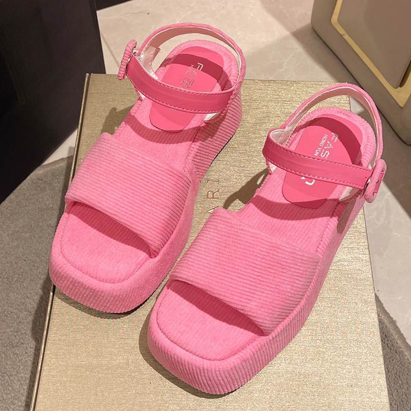 

Сандалии женские на платформе и высоком каблуке, дизайнерские босоножки, повседневная классическая обувь для девушек, туфли-лодочки на толстой подошве с открытым носком, лето 2023