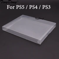 tingdong 1pcs clear transparent box cover for ps5 for ps4 for ps3 game card collection display storage pet protective box