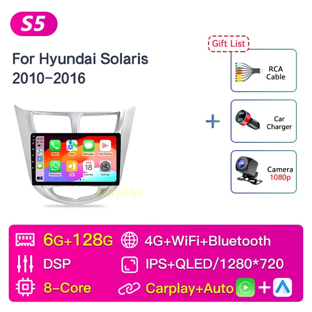 

Автомобильная стереосистема 2 Din Android для Hyundai Solaris Accent 2010 2011 2012 2013 2014 2015 2016 Мультимедийный видеоплеер Гавигация GPS Carplay Авторадио Штатная магнитола с экраном 2 din без DVD