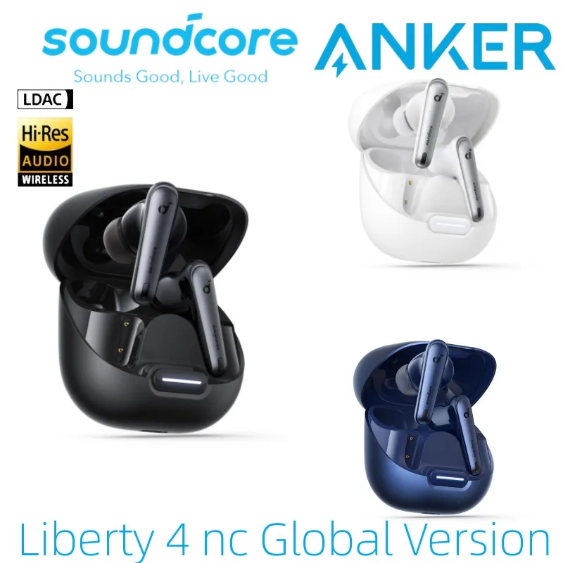 

Soundcore by Anker Liberty 4 NC Wireless Noise Cancelling Earbuds, 98.5% Noise Reduction, ANC2.0 Hi-Res Sound, 50H Battery,