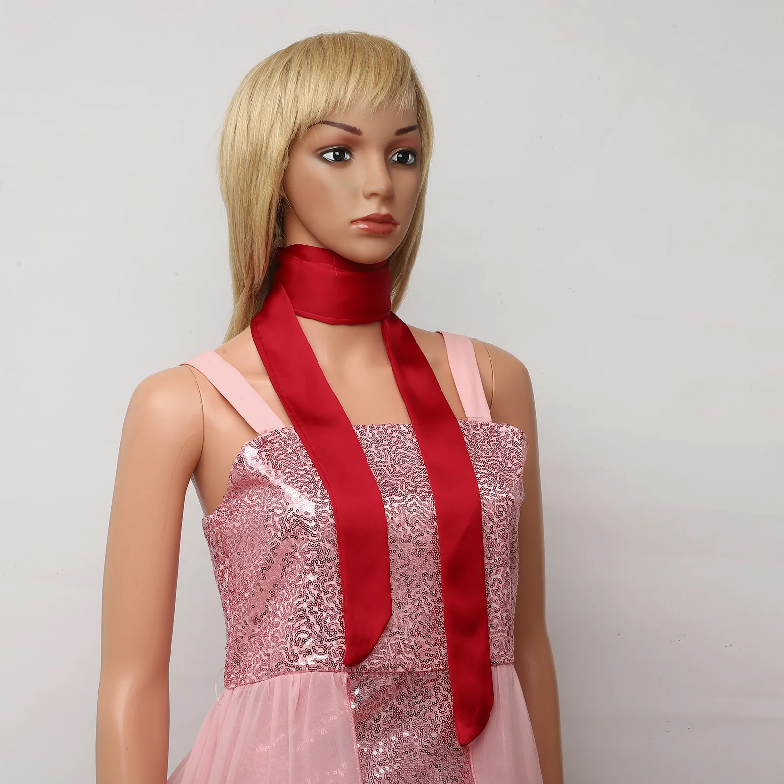 Однотонный атласный длинный шарф 196 см шейный платок повязка на голову поясной