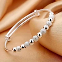 new elegant fashion adjustable beaded bracelet bangles for women girl simple delicate frosted bead bracelet prom jewelry gift