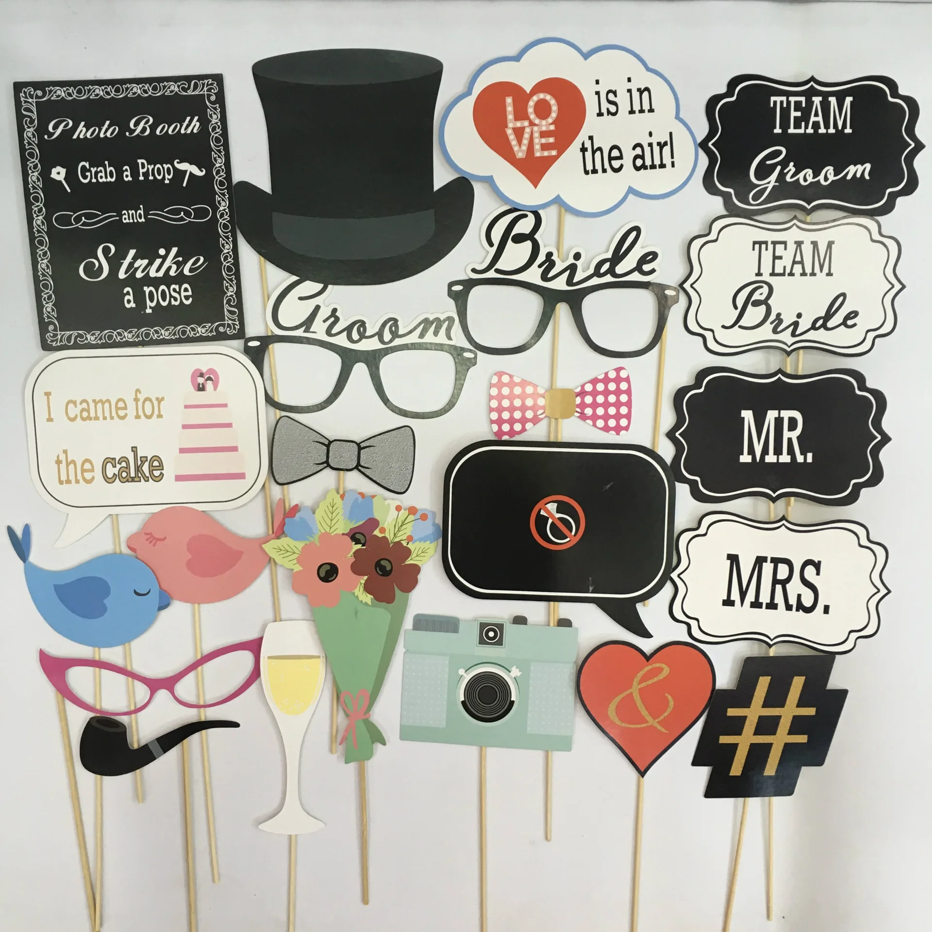 15-30pcs Funny Wedding Paper Photo Booth Props DIY Mustache Lips Glasses Masks Photobooth Team Bride Birthday Party Decoration - купить по