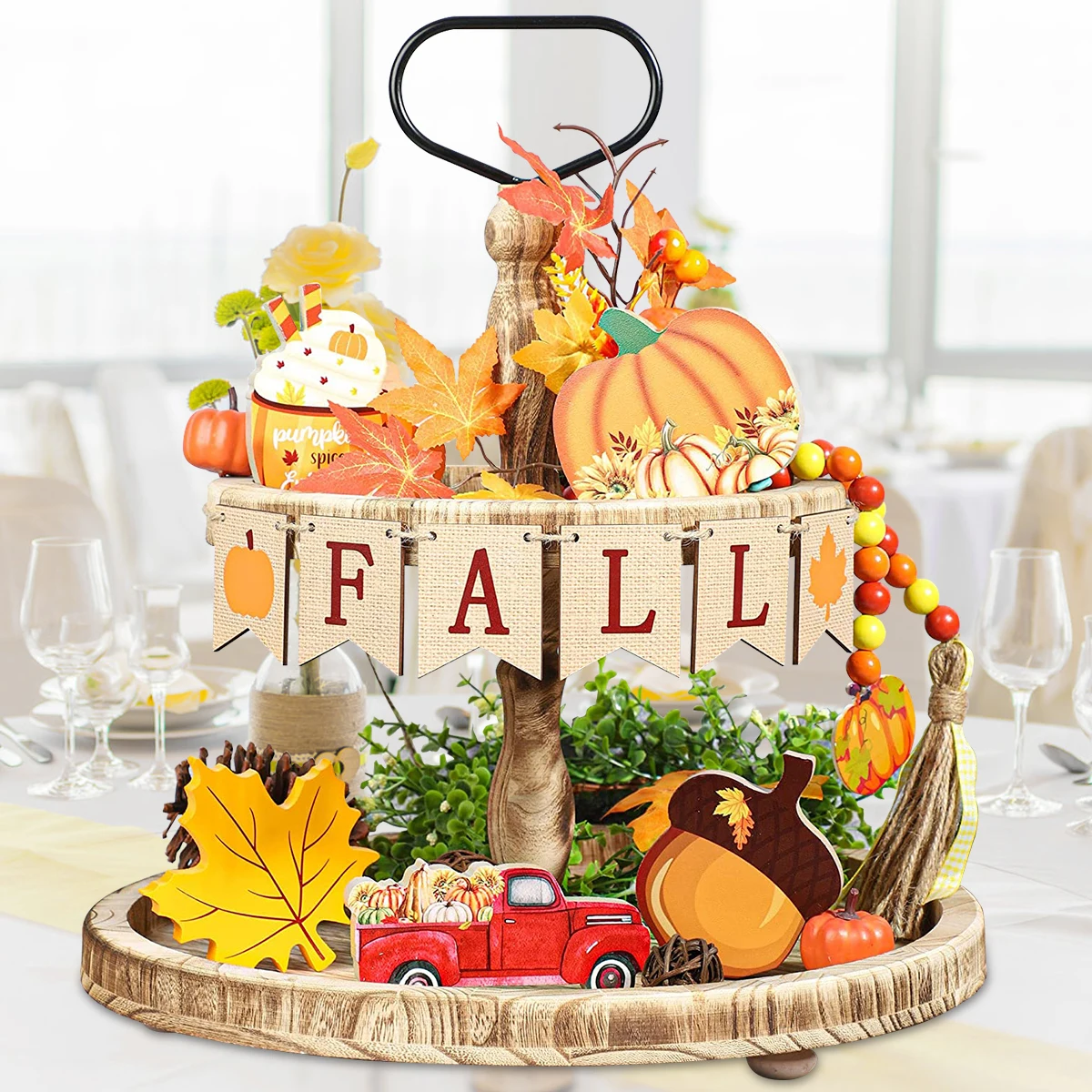 

12 шт. осенний яркий фотографический мини-баннер для падения желудь кленовый лист осенний грузовик мороженое Тыква деревянные украшения фер...