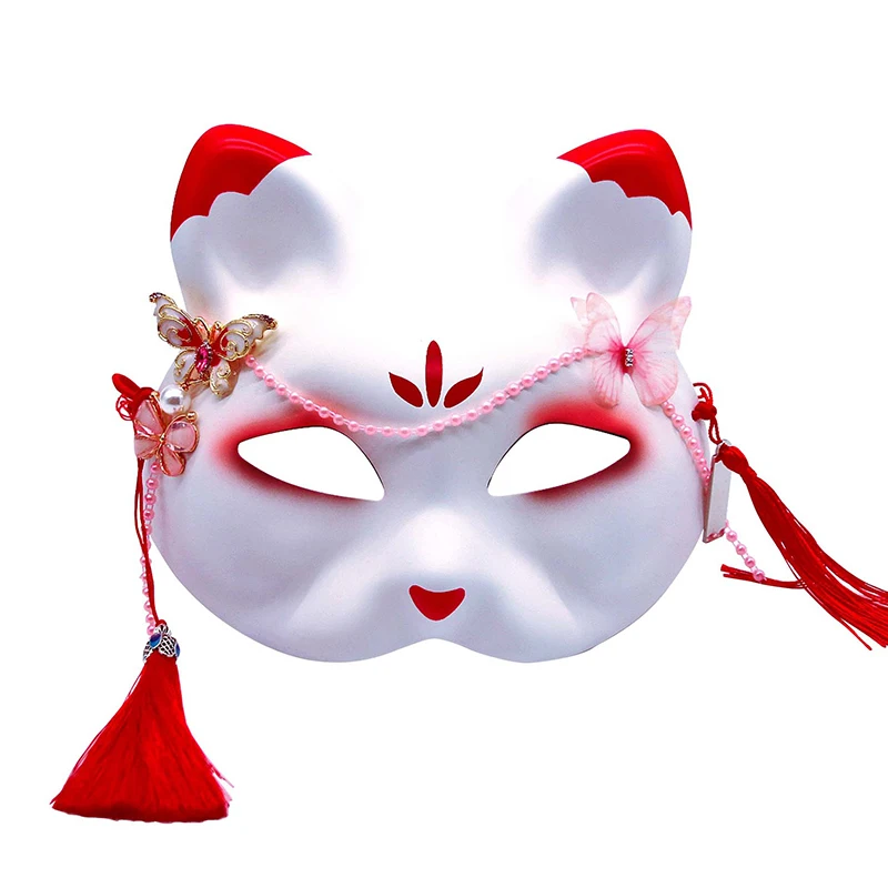 

Маска в китайском стиле с лисьим лицом, маски для кошек, аксессуары Hanfu, АБС-маски, японские аниме, косплей, маска Кабуки кицунэ, реквизит для ...