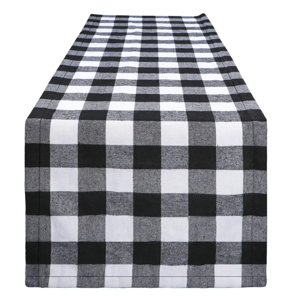 

OurWarm Buffalo Check Table Runner Kitchen Dining Home Wedding Party Christmas Holiday Decor Black White Plaid Table Runners