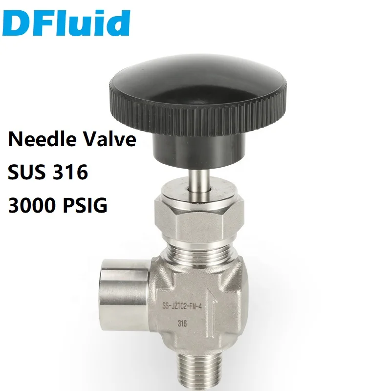 

SUS316 NEEDLE VALVE 3000psig High Pressure Angle N2/Ar/He/H2/O2/CDA 1/4 3/8 1/2in MNPT to FNPT Stainless Steel replace Swagelok