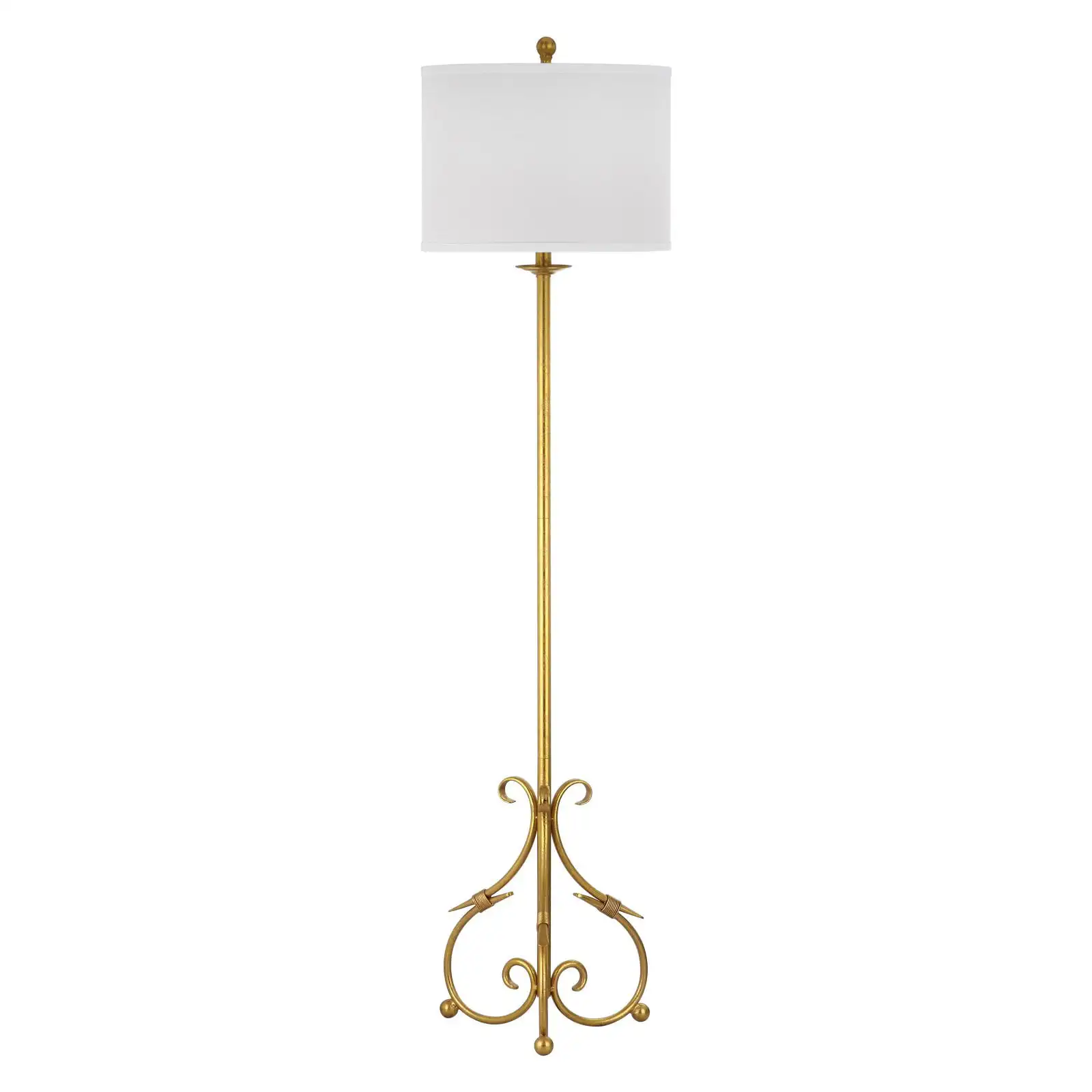 

60 in. H Baroque Floor Lamp, Antique Gold/White Shade