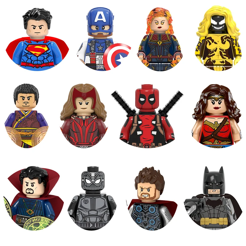 

Disney Superhero Building Blocks Loki Sylvie Moon Knight She-Hulk Thor Hawkeye Venom Thanos Vision Falcon Figures Bricks