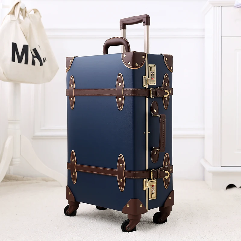 Urecity Vintage Trolley Luggage Hardside Suitcase with Combination Lock, High Quality Travel Trunk with Mute Spinner Wheel