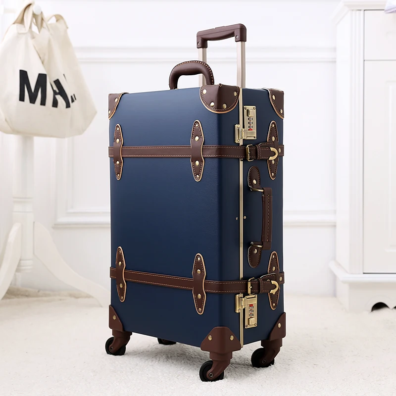 

Urecity Vintage Trolley Luggage Hardside Suitcase with Combination Lock, High Quality Travel Trunk with Mute Spinner Wheel