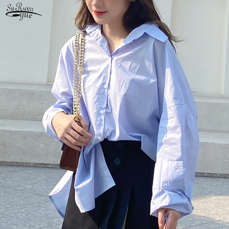 

Casual Loose Plus Size Women Shirt Spring 2022 Long Sleeve Shirt Clothing Solid Autumn New Vintage Button Blouse Blusas 20088