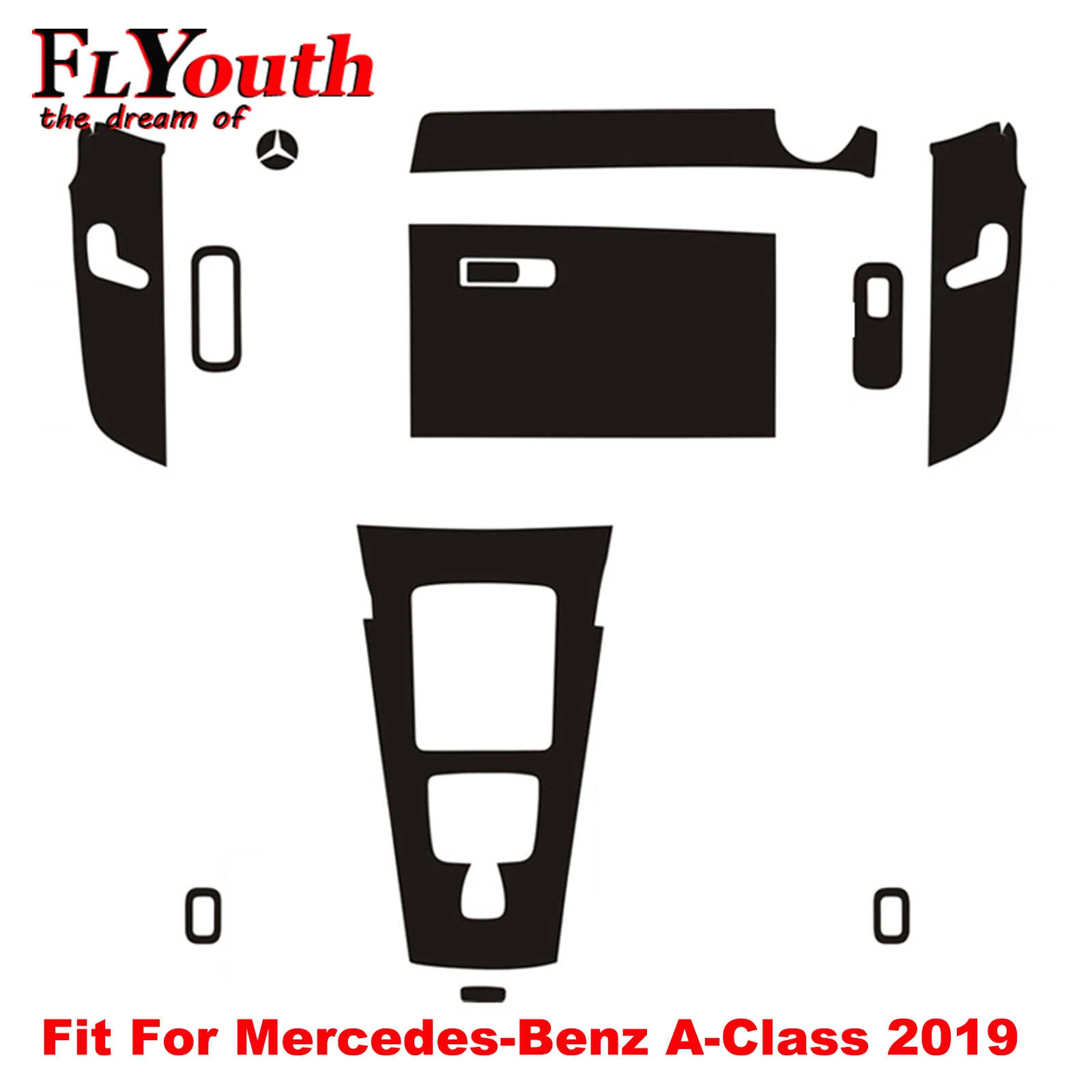 

5D Carbon Fiber Sticker Car Gear Shift Panel Water Cup Holder Panel Frame Cover Trim Car Styling For Mercedes-Benz A-Class 2019