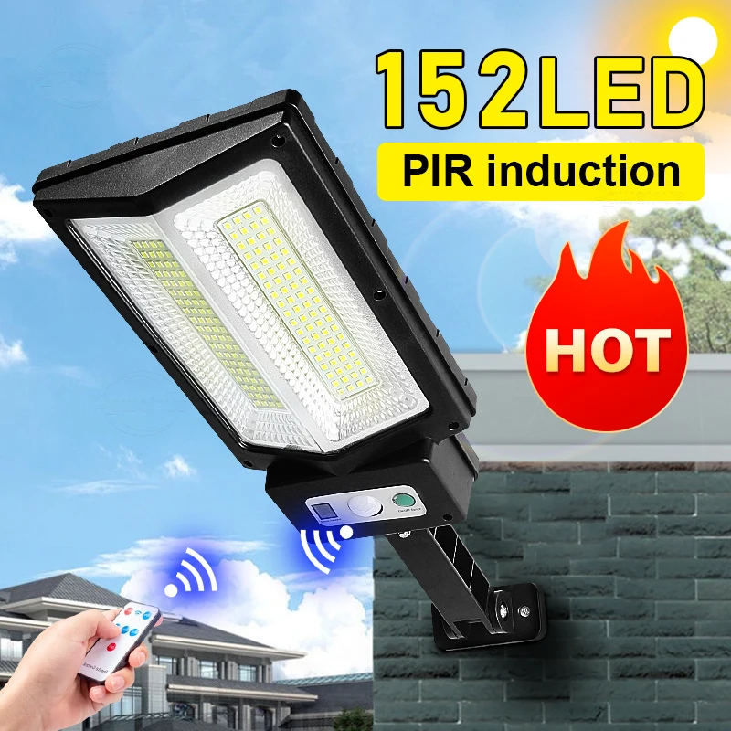 

Luz solar LED externa de 2800 W atualizada Lâmpada solar à prova d'água de controle remoto Lâmpada de parede solar Luz de jardim Lâmpada de rua