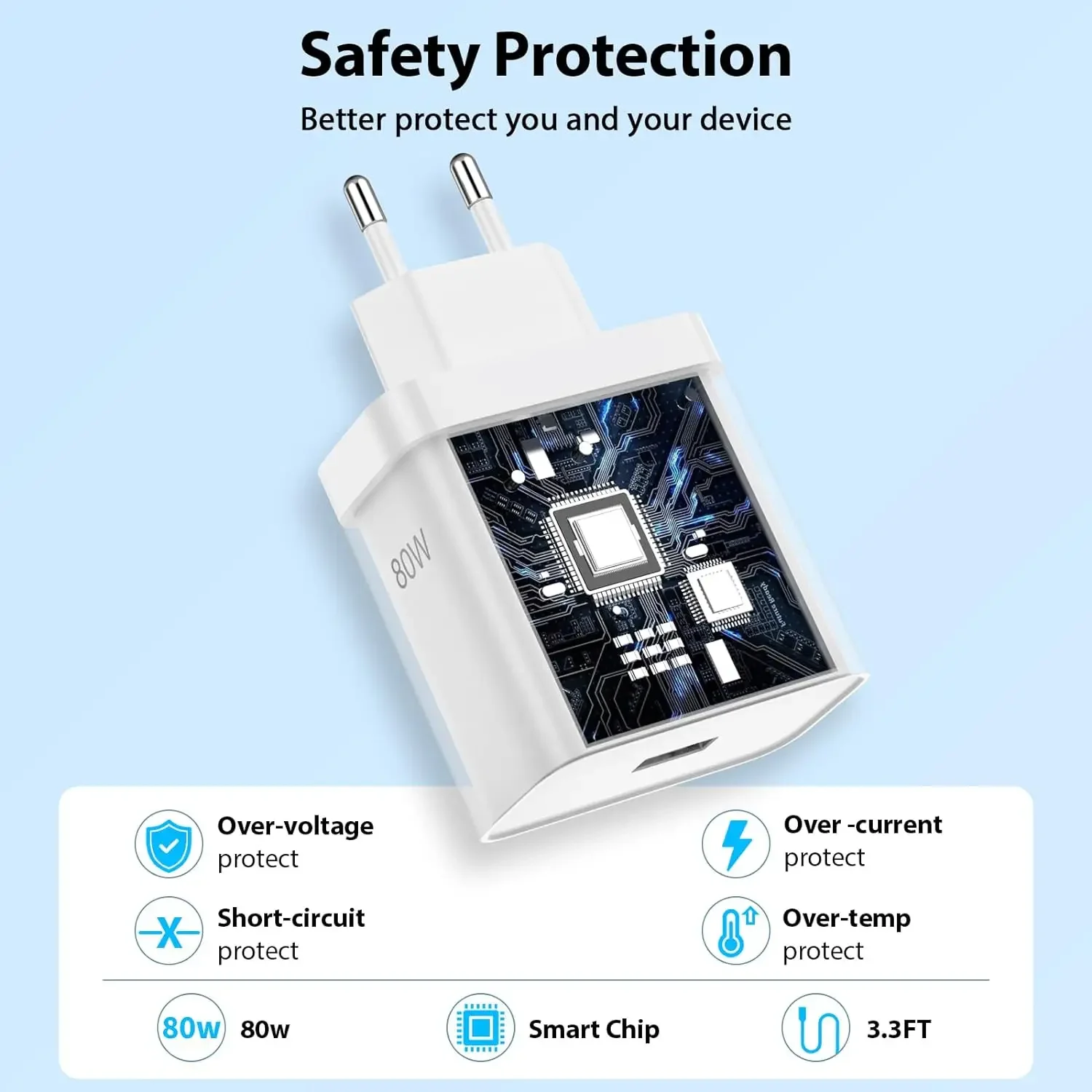 Быстрое настенное зарядное устройство для OnePlus 80 Вт SuperVOOC EU 10 11 12 Nord CE 2 3 Lite OPPO realme GT