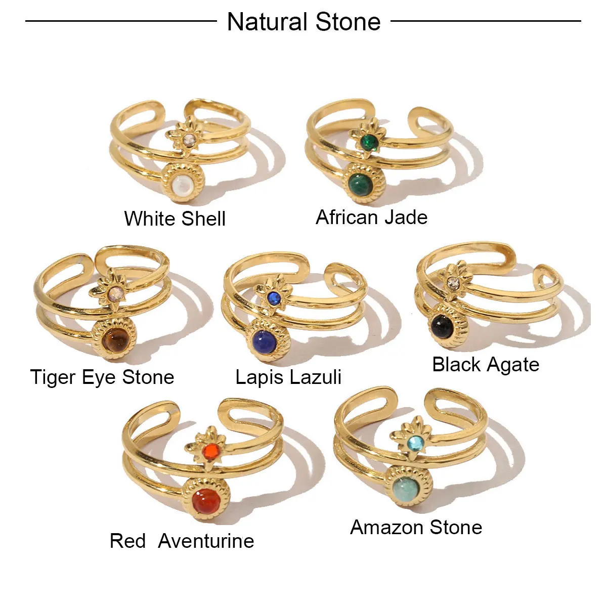 Кольцо из французского нержавеющей стали черный красный агат натуральный камень