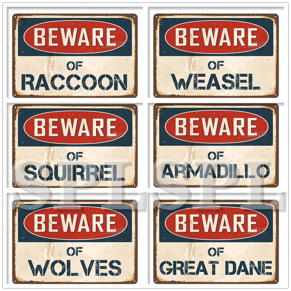 

Warning Signs Beware of The Hippo Wolves Dinosaur Metal Tin Sign Poster Abstract Quotes Art Metal Plates Plaques Home Decor Sign