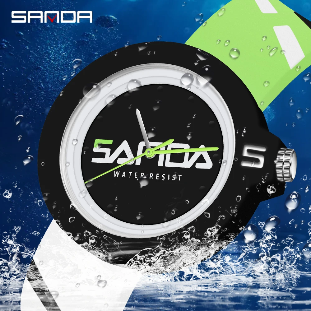 SANDA New Men's Ladies Unisex Watch 50M Waterproof Silicone Strap Casual Fashion Quartz Watch Sports Watch Mens Womenes 3201