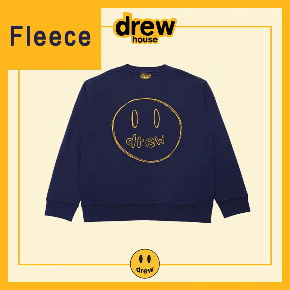 

2022 new fashion drew tide brand Justin with the same smiling face long-sleeved hip-hop loose plus size plus velvet sweater