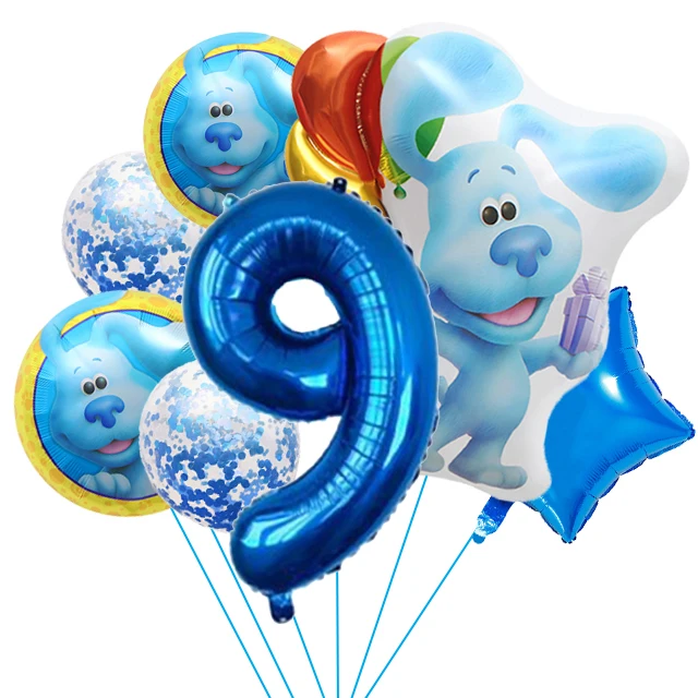 7Pcs/set Blues Clues Theme Balloons Pink Blue Dogs Birthday Balloons for Baby Shower Birthday Party Decor Kids Air Globos Toys images - 6