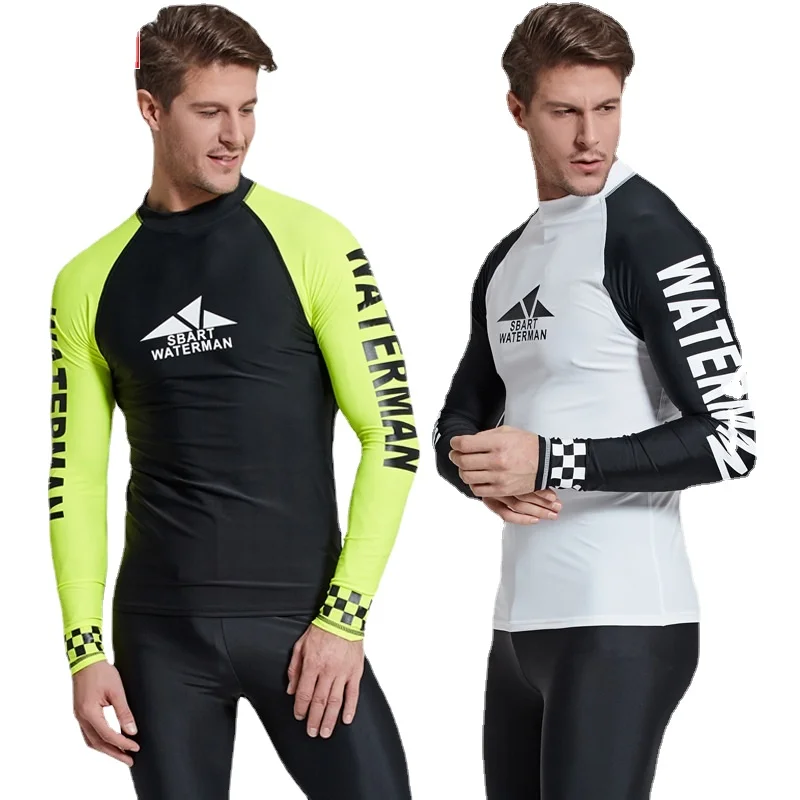 

SBART Fashion Rash Guard Men UPF50+ Surf Guard Men High Quality Swimwear Snorkeling Suit Long Sleeve Rash Guard
