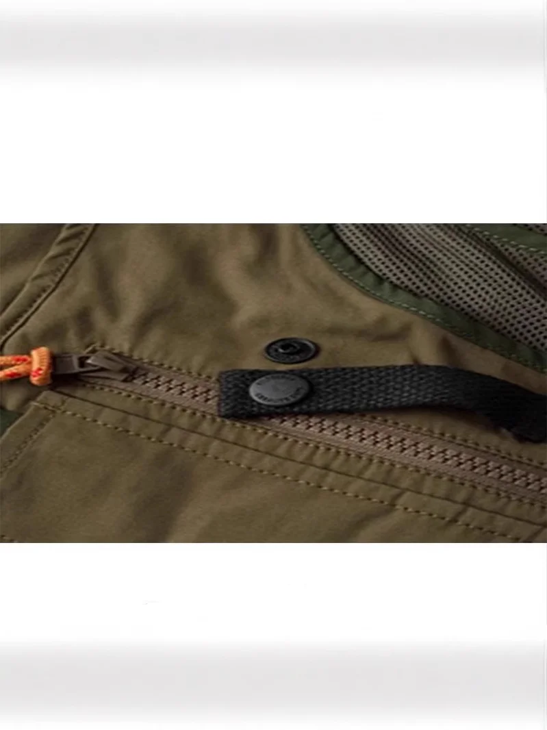 Фото Настраиваемый логотип High Street Cargo Vest для мужчин и женщин, уличный тактический жилет с несколькими карманами для рыбалки, повседневная стильная куртка с цветными блоками №5