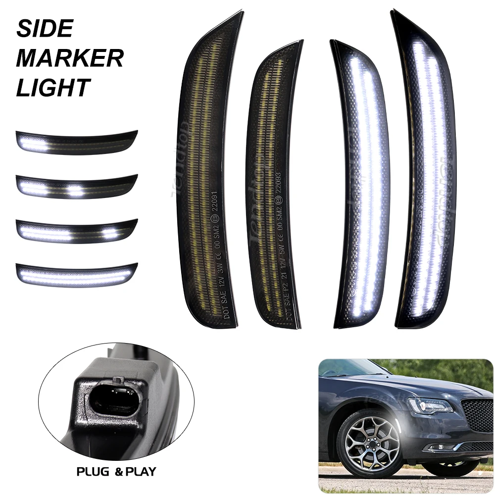 4 шт. динамические белые светодиодные боковые габаритные фонари для бампера