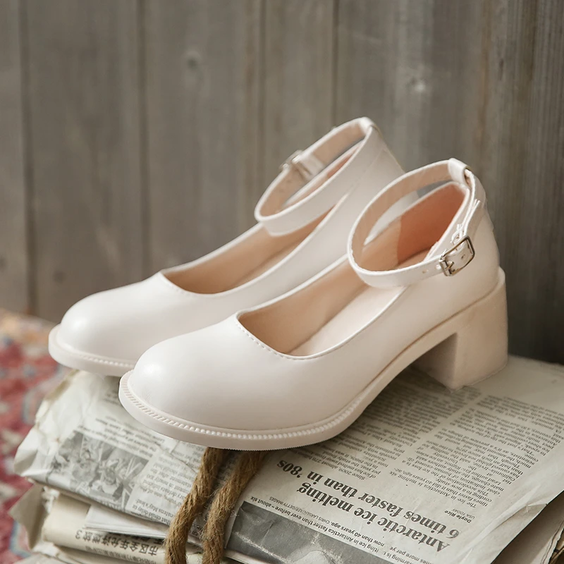 

Женские однотонные туфли на высоком толстом каблуке, привлекательные туфли с закрытым носком и пряжкой, Новинка лета 2022