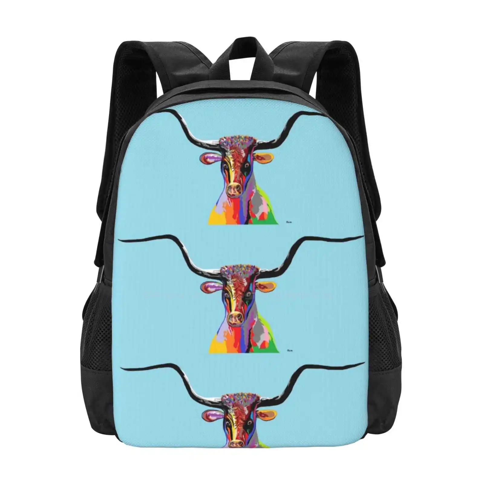 Texas Longhorn Fashion Pattern Design Travel Laptop School Backpack Bag Texas Longhorn Cow Southern Southwestern Cattle Bull