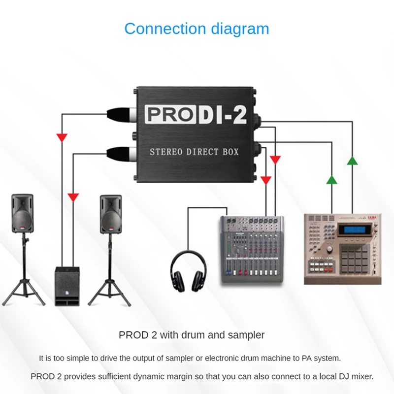 1 шт. Prodi-2 пассивная стерео прямая коробка аудио DI прямой впрыск малошумная гитара