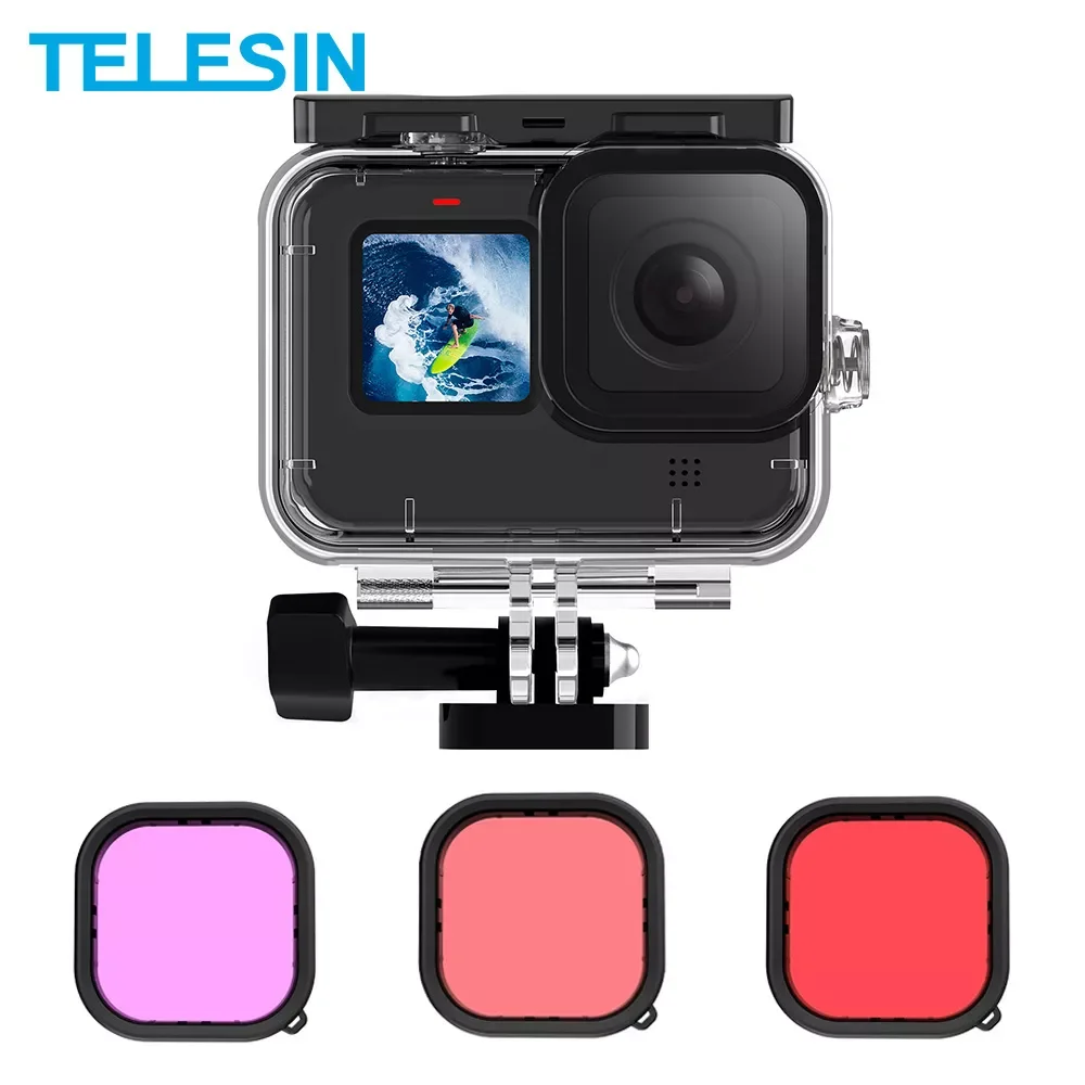 

TELESIN 60M Waterproof Case For GoPro Hero 10 9 Underwater Diving Housing Cover With Dive Filter for GoPro Hero 9 10 Accessories