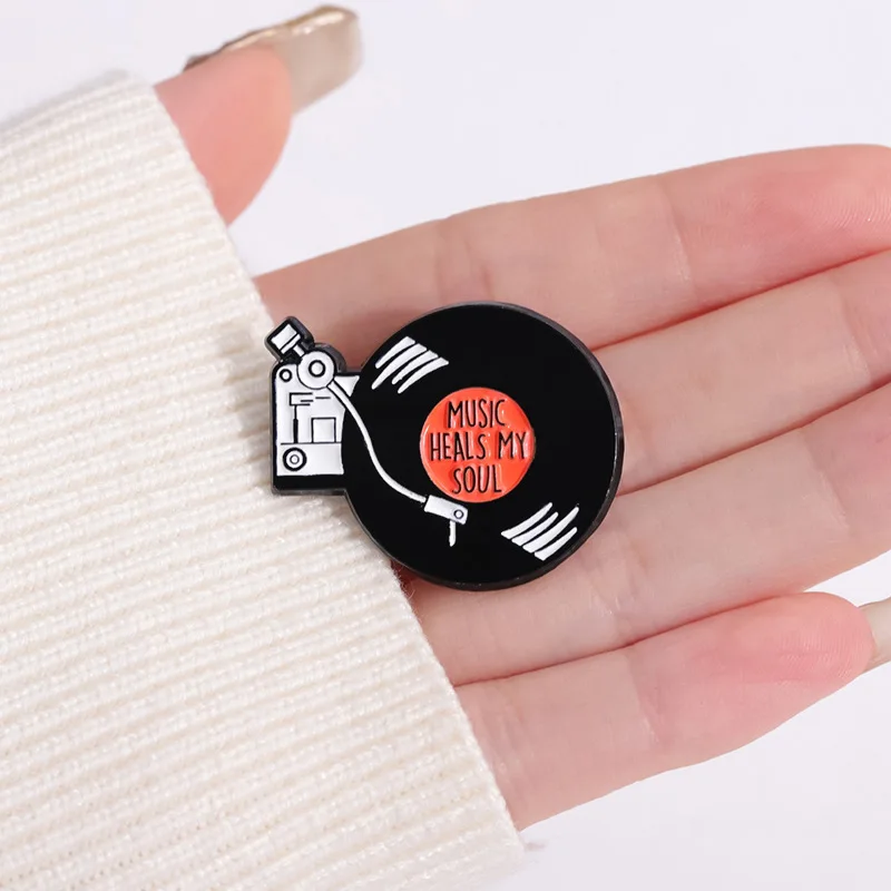 Эмалированные заколки в стиле ретро с музыкой и надписью MY SOUL