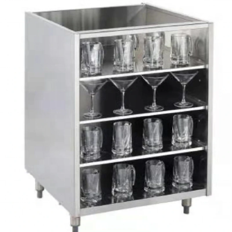 

Commercial bar setting stainless steel glass rack storage cabinet / storage bins for glassware