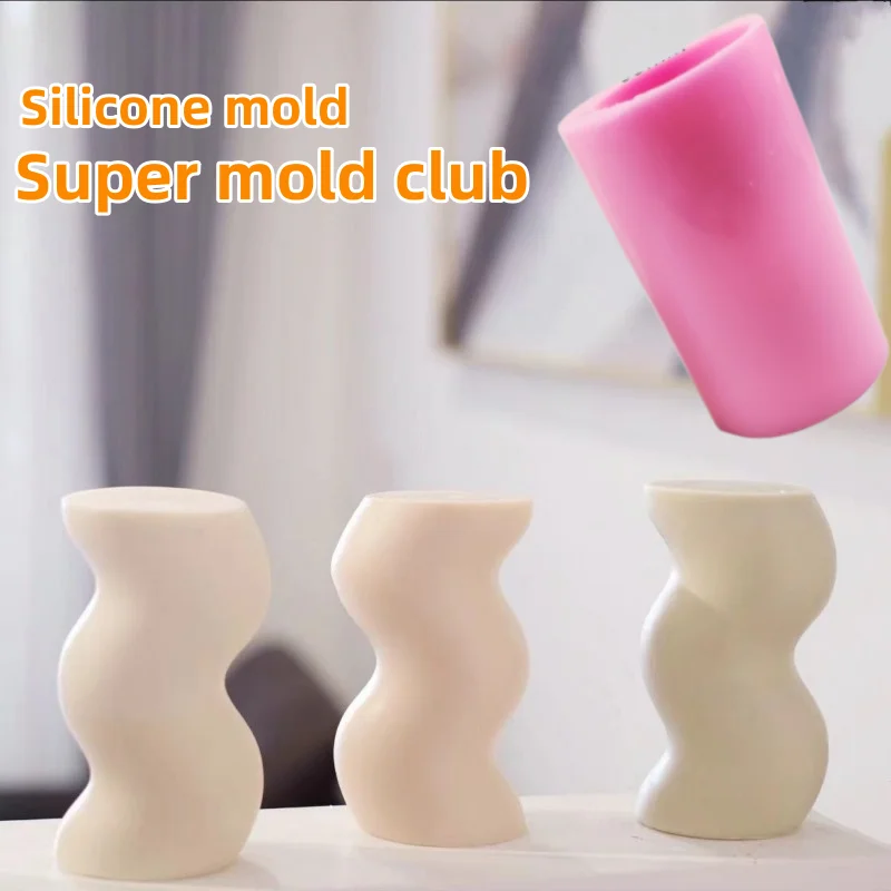 Mold Irregular Wavy Beeswax Silicone Moulds Curvy Candle Mold For Making Unique Pillar Ripples Candle Mold