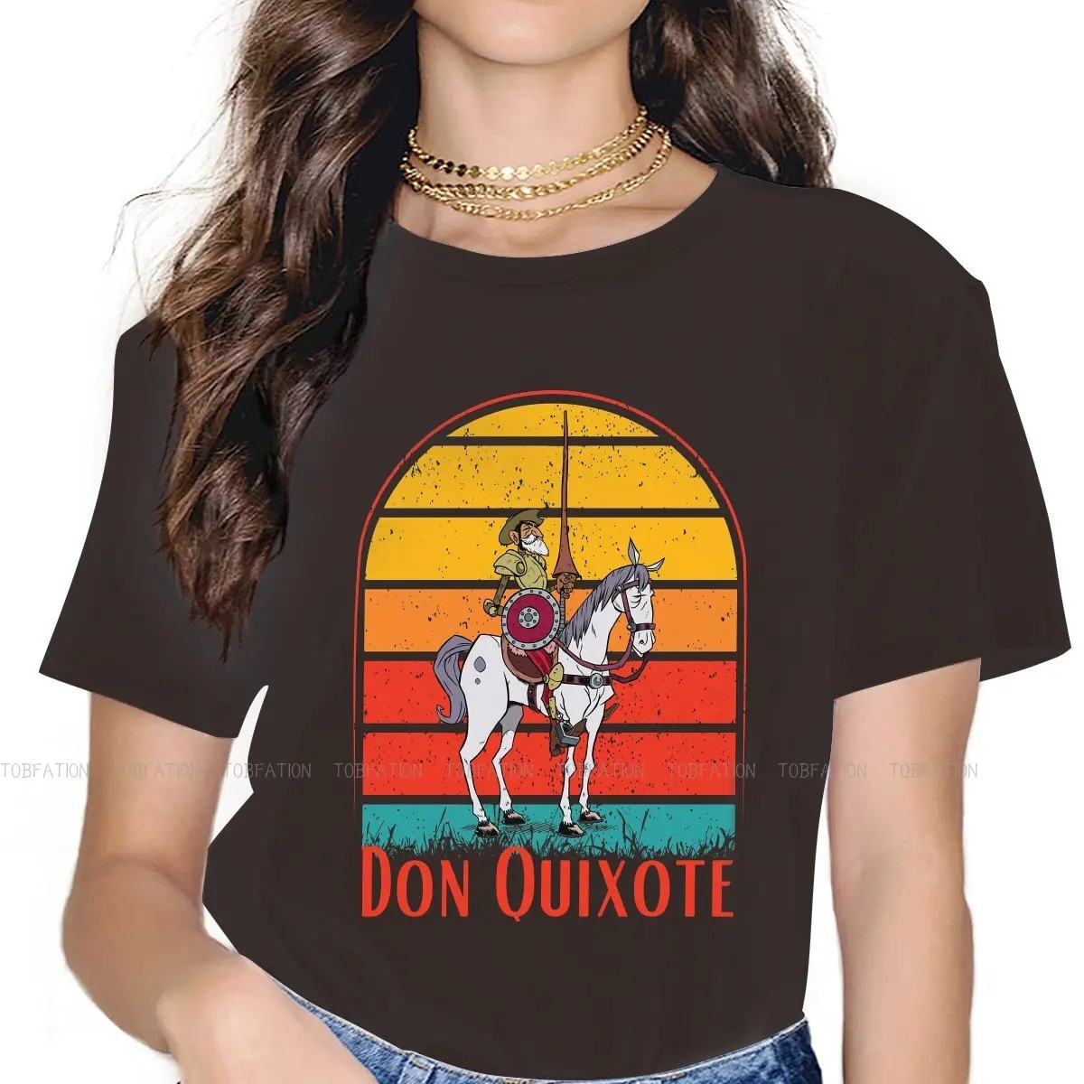 

Cool Knight Unique TShirt for Girl Don Quijote De La Mancha Top Quality Hip Hop Graphic T Shirt Short Sleeve