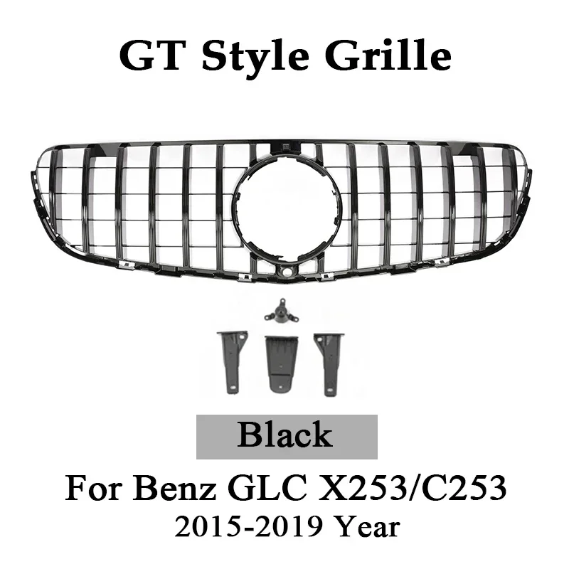 

Передняя решетка Panamericana GT Style для Mercedes Benz GLC SUV Coupe X253 C253 2015-2019, черный, серебристый, Prefacelift Sport AMG