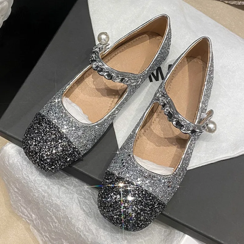 Роскошные дизайнерские женские туфли Мэри Джейн элегантные жемчужные блестящие