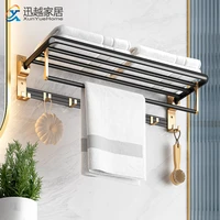 towel hanger rack 50 60 cm shower holder bathroom accessories fold wall organizer hook bath black gold aluminum storage shelf