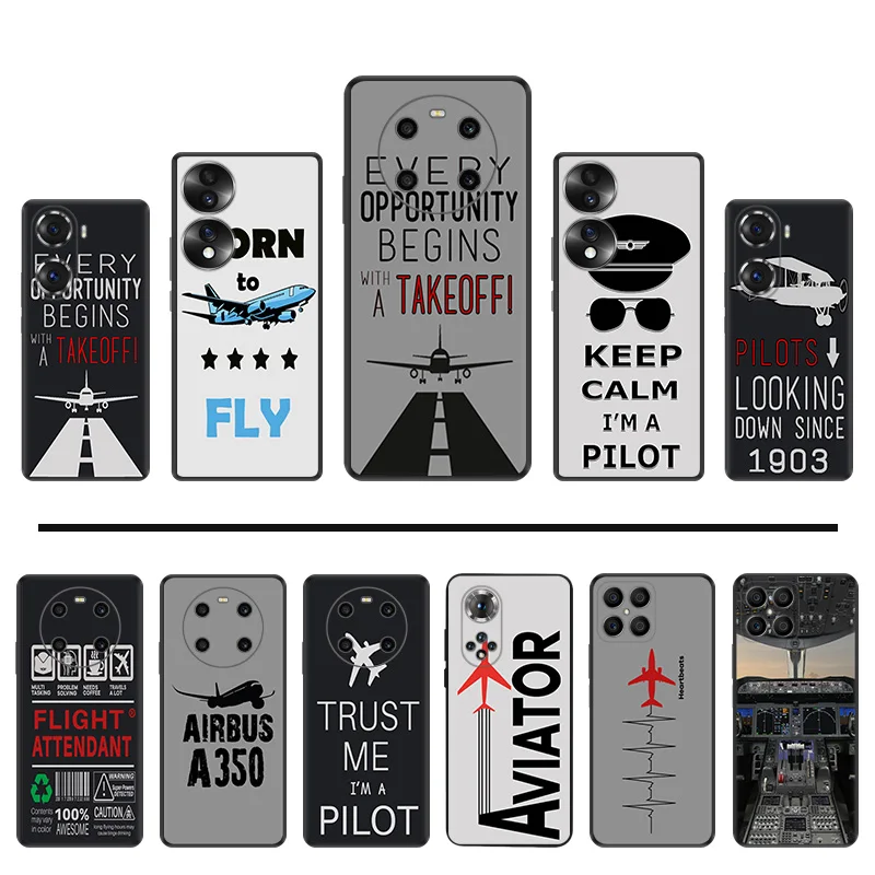 

Silicone Phone Case for Huawei Honor X40 Play 6T 6C 9A 50 X9 X6 X7 X8 Magic4 60 70 Pro 20 30i Aircraft Airplane Fly Plane Cover