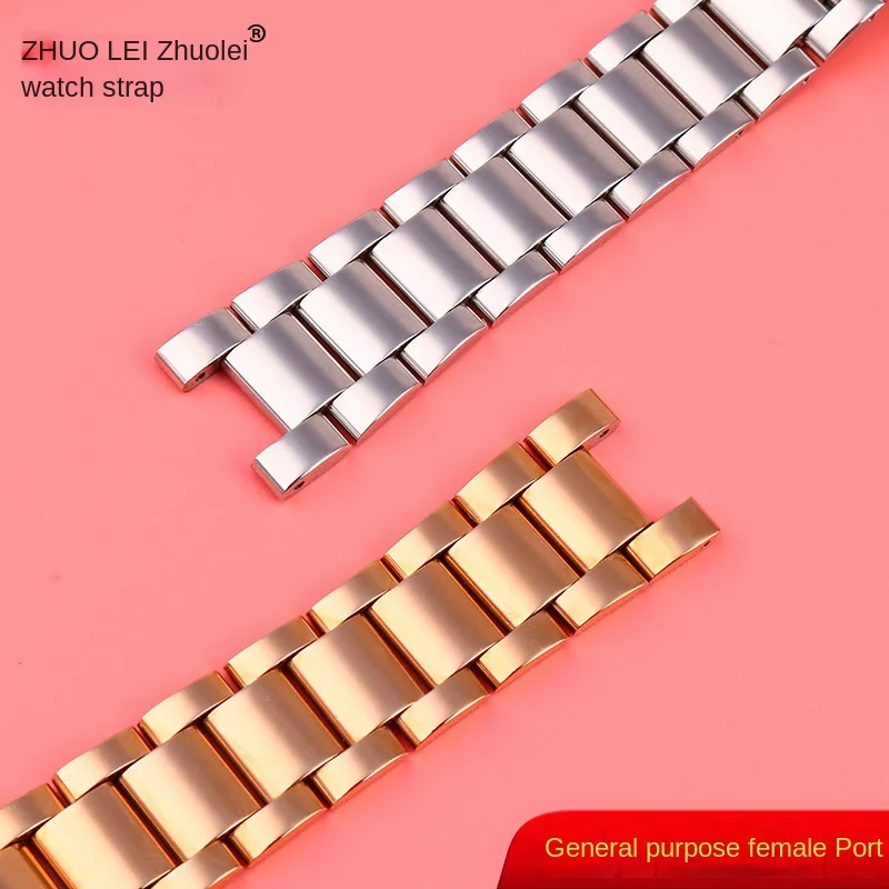 Фото Ремешок из нержавеющей стали Notch для женских часов Rossini GC, браслет из розового золота для наручных часов, 16*8 мм 18*10 мм 20*11 мм с винтами №4