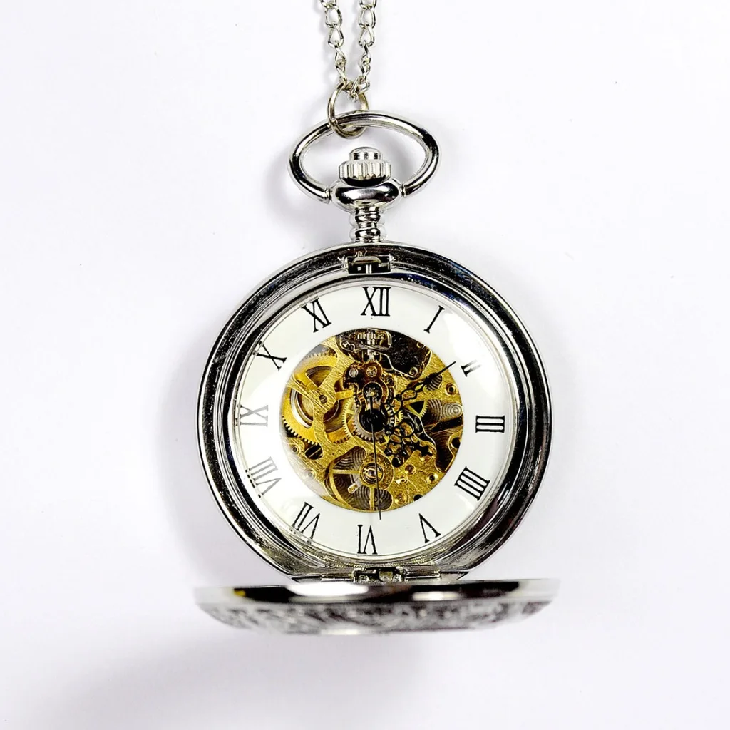 Luxury Steampunk Mechanical Pocket Watch for Men Ladies Gold Skeleton Dial Fob Chain Clip Pendant Clock for Man Collection Gifts