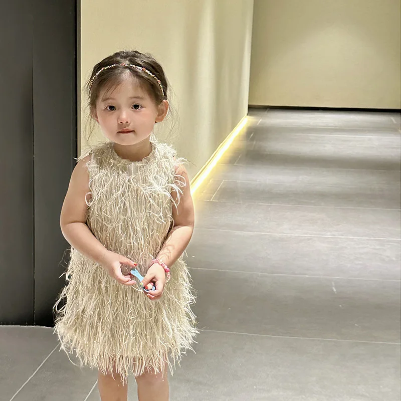 

Girls Spring Summer New Design Feeling Sleeveless Tassel Dress Vest Skirt Trend Kids Clothes Girls Kids Dresses for Girls