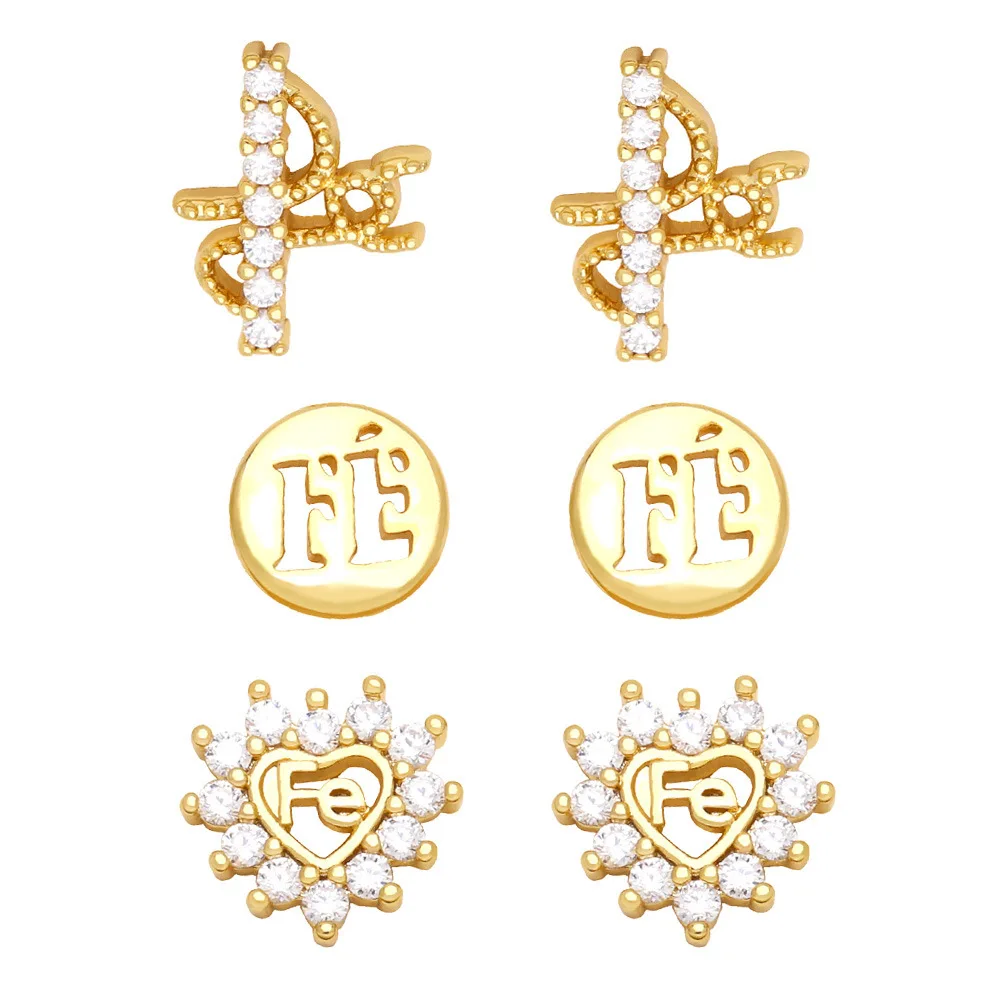 

Electroplating Cubic Zircom Letter Earrings European and American Niche Simple Love Jewelry Temperament Fashion Earrings Miss
