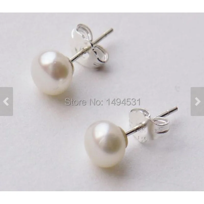 

Wholesale Pearl Jewelry, Small White Color 5mm Genuine Freshwater Pearl Earring S925 Sterling Silvers Stud Earring, Free Shippin